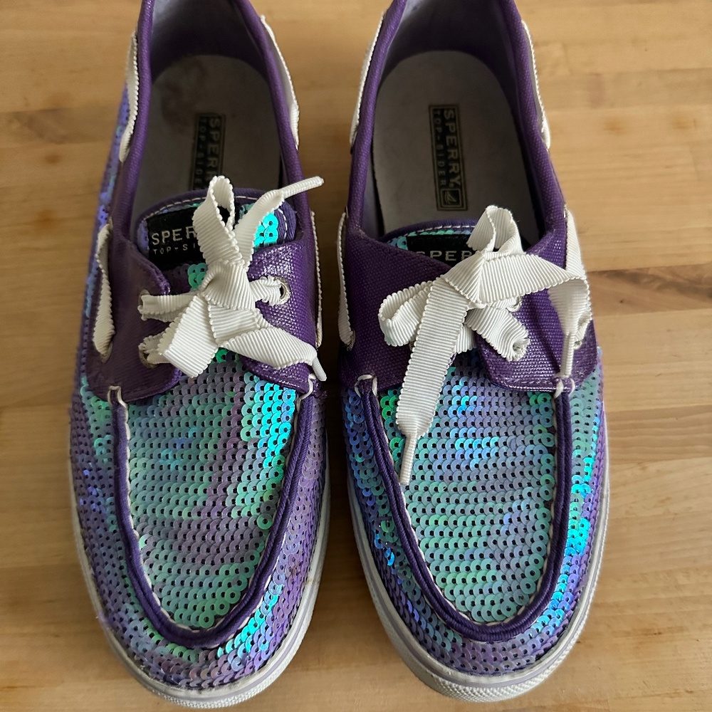 Sperry Top-Sider Purple Iridescent Sequins Size 8M